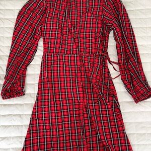 Red Plaid Wrap Dress